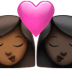 👩🏾‍❤️‍💋‍👩🏿 kiss: woman, woman, medium-dark skin tone, dark skin tone display on Apple